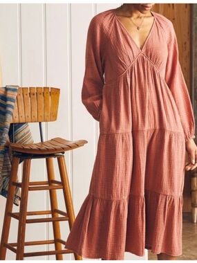 Faherty Dream Organic Cotton Gauze Midi Dress